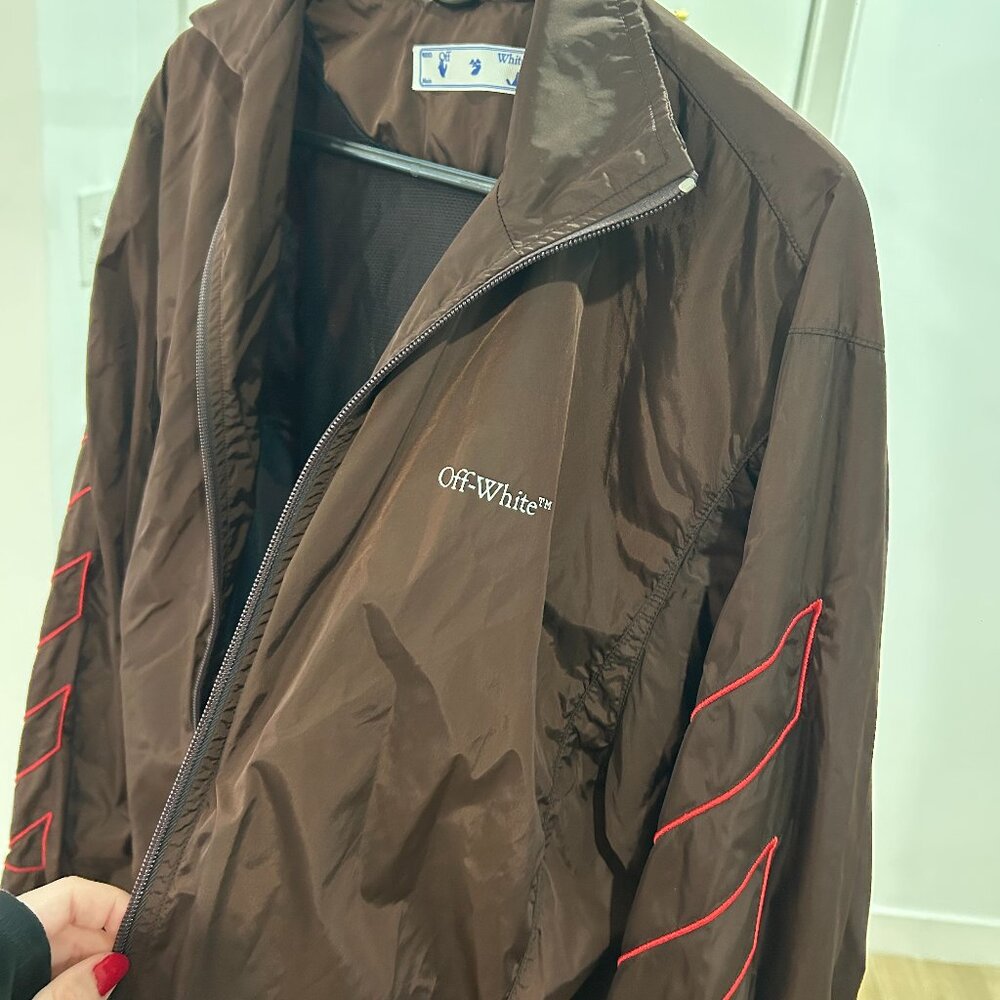 OFF-WHITE ZIP-UP FUNNEL JACKET BROWN/RED - Picture 3 of 5